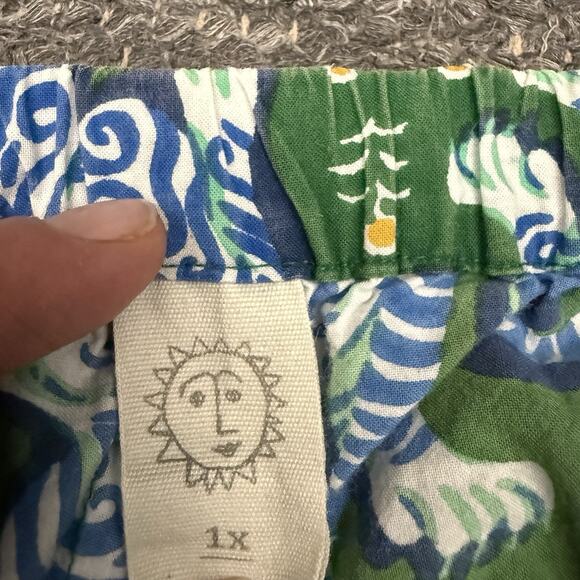 Anthropologie Print Fresh Pajamas Women 1X Blue Tiger Queen Pants Long Sleeve - Picture 16 of 16